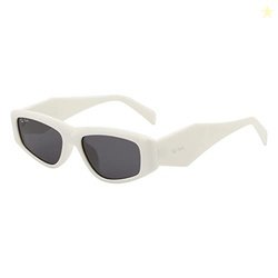 Ted Smith Women's UV Protection Black Lens White Cat Eye Sunglasses