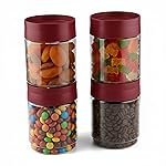 Storage Jar Set of 4 (1000ml x 4), Transparent | Perfect For Grains, Pulses, Spice, Cereals, Cookies, Pickels, Dry Fruits | Fridge Storage Container,Brown