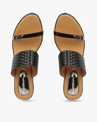 HI-ATTITUDE Platform Heels with Basket-Weave Patterned Strap