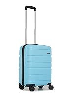 TEAKWOOD LEATHERS Unisex 8 Wheels Trolley Bag, Hard Cabin with Zipper Closure, Adjustable Push Button & Cross Side Strap, Lock System 360 Degree (55 CM, Sky Blue)