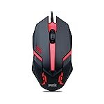 GEONIX Vigor R7 Wired Gaming Mouse with 1200 DPI, PVC Cable, 3 Buttons, Center Click, 1 Year Warranty (Black Red)