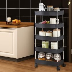Amazon Brand - Solimo 5-Tier Stainless Steel Kitchen Trolley Rack with