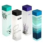 Frosty Plastic Food Grade Fridge Square Bottle Gift Set(4 Pieces,1L,Labelled Floral Design), 950 milliliter
