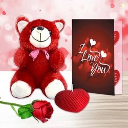 ME&YOU Artificial Flower, Greeting Card, Candle, Soft Toy Gift Set