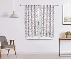 Amazon Brand - Solimo 100% Cotton Opaque Window Curtains, 5 Feet (Set