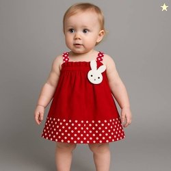 A M SWEET DRESSES Baby Girls Above Knee Casual Dress(Red, Sleeveless)