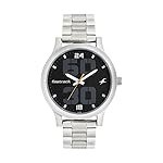 Fastrack Bold Quartz Analog Black Dial Silver Stainless Steel Strap Watch for Guys – NT38051SM07