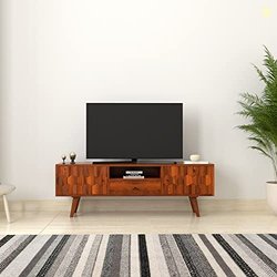Amazon Brand - Solimo Kench Acacia Wood TV Unit with Drawer (Honey Fin