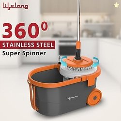 Lifelong 12L Spin Floor Mop Set with Bucket with 360 Degree Spinner, F