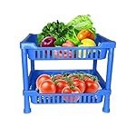Sulfar Multipurpose Plastic Trolley with Countertop Dish Rack for Kitchen Fruit Vegetable Storage Basket Modern Organizer-2 Layer Shelf Cart Kitchenware Food, Snacks, Bottles, Toys, Tiered Shelf