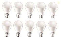 Philips Base B22 17-Watt Glass LED Bulb (Pack of 10, Cool Day Light)