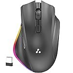Ambrane Wireless & Bluetooth Rechargeable Mouse with RGB Lights, High 2400 DPI for Gaming, 6 Buttons, Ergonomic Comfort Design, Connects 3 Devices, Silent Click, 15 Days Battery (Sliq Glow+, Black)