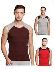 Genx Men's Super Combed Cotton Gym Vest with Sports Style (Pack of 3)