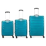 Aristocrat Polypropylene Chroma 3 Pc Set Cabin 55 Cm(Small),66 Cm(Medium),75 Cm(Large) 8 Wheels Spinner Hard Case Wheel Trolley Bags for Travel,Suitcase with Combination Lock & 3 Years Warranty(Blue)
