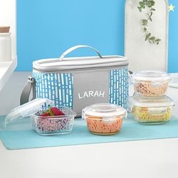 Larah Glassware Vogue Universal Borosilicate Glass Lunchbox with Bag |