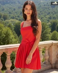 ASOS DESIGN Scoop-Neck Mini Wrap Dress with Pleated-Hem