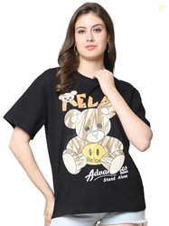 Fabflee Oversized Cotton Baggy Drop Shoulder Graphic Tee with Half Sle
