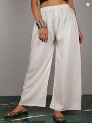 CKE Women Relaxed Wide Leg Straight Fit Cotton Pleated Trousers