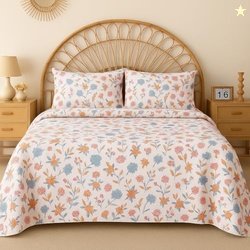 BSB HOME 100% Cotton CloudTouch Double Bed Bedsheet Set | 144 TC Soft