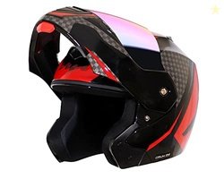 Vega Crux Dx Checks Flip-Up Full Face Helmet Black Red, Size: M(57-58