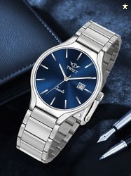 TWIXY Men Dial & Stainless Steel Bracelet Analogue Date Aperture Watch