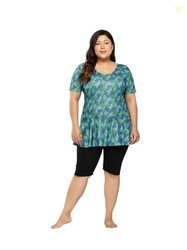 Aarika Womens Sports Wear Green-Black Colour Abstract Print Nylon Plus