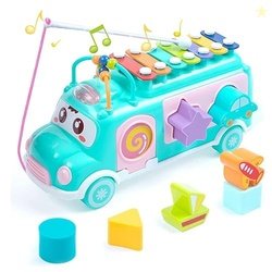 Cable World Baby School Bus Xylophone Toy for Toddlers 1-3, Baby Music