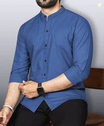 VeBNoR Men Regular Fit Solid Mandarin Collar Casual Shirt