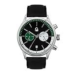 United Colors of Benetton Signature Analog Watch for Man with Black Round Dial & Black Leather Strap Band Water Resistant Men’s Wrist Watches – UWUCG2401