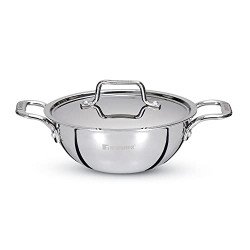 Bergner TriPro Tri-Ply Stainless Steel 24cm (3.1 L) Kadai with Stainle