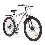 Urban Terrain Galaxy Pro Steel High Performance Mountain Cycles for Men 26T with Front Suspension & Dual Disc Brake MTB Bike Single Speed | Ideal for 13+ Years, Frame Size : 17 inch, (White)