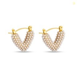 PALMONAS Heart Shapped Pearl Hoop Earrings | Gifts For Girlfriend | Gi