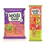 WickedGud 2X Fiber Fusilli & Spaghetti Pasta Combo | No Maida | Durum Wheat Semolina | Brown Rice | Red Lentils | Healthy Diet Pasta – 400gm x 2