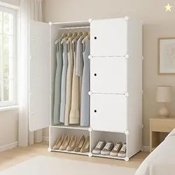 6 Door Plastic Wardrobe for Kids - Cupboard for Clothes Storage Rack,