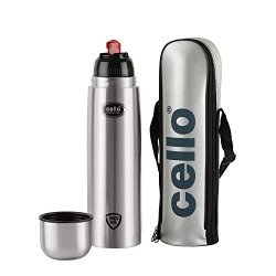 Cello Flipstyle Thermosteel Flask with Thermal Jacket 1000ml, Silver |