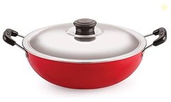 Nirlon Non Stick Aluminium Dishwasher Safe Deep Kadhai|Wok with Steel