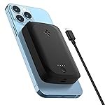 Spigen 5000mAh ArcHybrid Magfit Magnetic Wireless Fast Charging Power Bank 7.5W Magsafe Compatible with iPhone 17/16/15/14/13/12 Series (Type C Cable Included) – Black