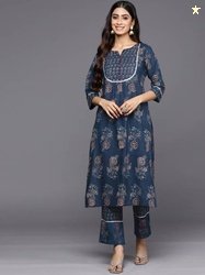 LIBAS Women Cotton Blend Kurta Pant Set