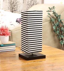 tu casa Table Lamps Black Metal Base Cotton Zebra Print Shades for Hom
