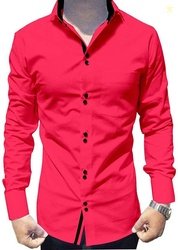 SUR-T Men Slim Fit Solid Spread Collar Casual Shirt