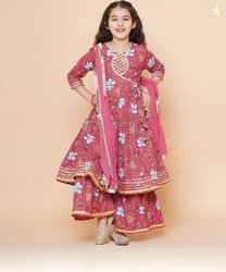 B.Tech Girls Festive & Party Angarkha and Sharara Set(Pink Pack of 1)