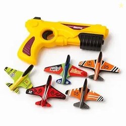 Airplane Launcher Gun Toy for Kids | Foam Glider Plane Shooter with 5