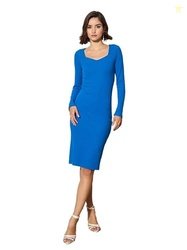 barcino Royal Blue Rib Sweetheart Neck Knee Dress