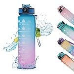 Kuber Industries Sipper Bottle 1 Litre|Water Tracker & Time Marker|Leakproof, BPA Free, Fitness Sports Water Bottle with Measurements(Gradient Blue & Purple, 1 Piece)|for Gym,Home,Travelling &Office