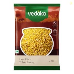 Amazon Brand - Vedaka Unpolished Yellow Moong Dal | 2 Kg | Popular Yel