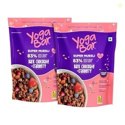 Yogabar Wholegrain Breakfast Muesli 900G (450G x 2),Dark Chocolate Cra