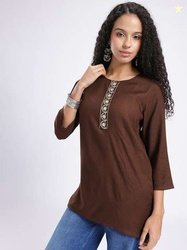 Anouk Rustic Thread Work Straight Kurti