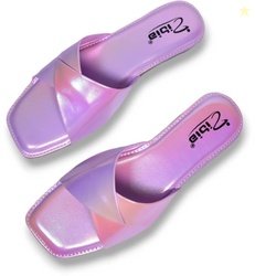 ZIBIA Women Flats Sandal(Purple , 7)