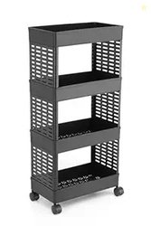 Plastic Multipurpose 4-Tier Floor Mount Corner Storage Shelf, Organize