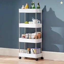 Multipurpose Storage Organizer Slim Rack Shelf with Wheels for Living